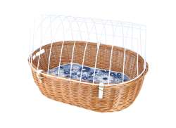 Aumüller Wicker Pet Basket XXL with Wire Dome and Holder