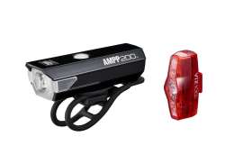 Cateye AMPP200/VIZ100 Lighting Set LED Battery - Black