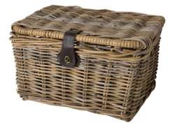 FastRider Bicycle Basket Rectangular with Lid - Rattan 26L
