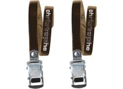 Zefal Toe Clips Strap Set Leather 370mm - Dark Brown