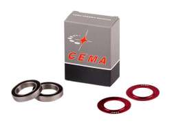 Cema Ball Bearing Set Inox For. 24mm Bottom Bracket - Red
