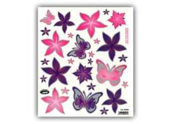 HBS Bicycle Sticker Butterfly And Flowers Purple/Pink