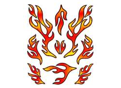HBS Bicycle Sticker Red Flames - Red/Yellow