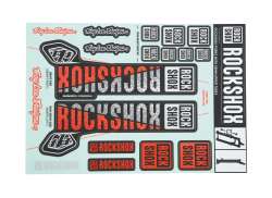 RockShox Sticker Set Troy Lee Design &#216;35mm - Silver/Orange