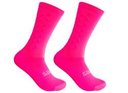 Silca Aero Tall Cycling Socks Neon Pink - L 43-45
