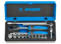 Unior Cap Set 1/4\" Chrome Vanadium 16 Parts